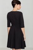 Knee-Length Stretch Dress with Half-Round Neckline