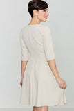 Elegant Knee-Length Stretch Dress with Elbow Sleeves