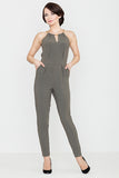 Chic Jumpsuit with Tapered Legs and Metal Chain Detail
