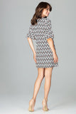 Unique Patterned Frill Dress with 3/4 Sleeves