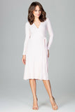 Elegant Loose-Fitting Knee-Length Dress with Long Sleeves
