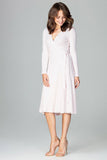 Elegant Loose-Fitting Knee-Length Dress with Long Sleeves