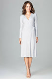 Elegant Loose-Fitting Knee-Length Dress with Long Sleeves