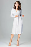 Elegant Loose-Fitting Knee-Length Dress with Long Sleeves