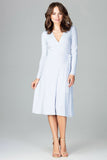 Elegant Loose-Fitting Knee-Length Dress with Long Sleeves