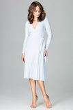 Elegant Loose-Fitting Knee-Length Dress with Long Sleeves