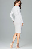 Fitted Knitted Dress with Side Slit and Snap Fastening