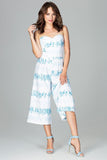 Elegant Strapless Culotte Jumpsuit with Oriental Pattern