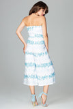 Elegant Strapless Culotte Jumpsuit with Oriental Pattern