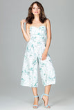 Strapless Corset Jumpsuit with Oriental Pattern