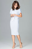 Chic Blouse and Skirt Set with Bow Tie Detail