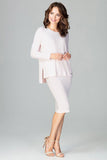 Elegant Below-Knee Skirt and Loose Blouse Set