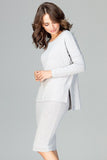 Elegant Below-Knee Skirt and Loose Blouse Set