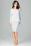 Elegant Below-Knee Skirt and Loose Blouse Set