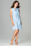 Elegant Sleeveless Dress with Decorative Tie Collar