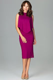 Elegant Fitted Dress with Stand-Up Collar and Cape