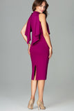 Elegant Fitted Dress with Stand-Up Collar and Cape