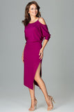 Asymmetrical Dress with Kimono Sleeves and Slit Detail