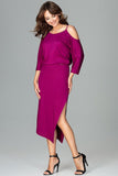 Asymmetrical Dress with Kimono Sleeves and Slit Detail
