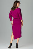 Asymmetrical Dress with Kimono Sleeves and Slit Detail