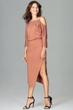 Asymmetrical Kimono Sleeve Dress with Thigh-High Slit