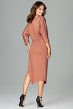 Asymmetrical Kimono Sleeve Dress with Thigh-High Slit
