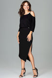 Asymmetrical Kimono Sleeve Dress with Thigh-High Slit