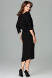 Asymmetrical Kimono Sleeve Dress with Thigh-High Slit