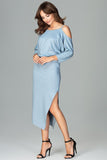 Asymmetrical Kimono Sleeve Dress with Thigh-High Slit