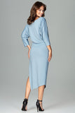 Asymmetrical Kimono Sleeve Dress with Thigh-High Slit