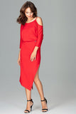 Asymmetrical Kimono Sleeve Dress with Thigh-High Slit