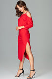 Asymmetrical Kimono Sleeve Dress with Thigh-High Slit