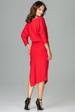 Asymmetrical Kimono Sleeve Dress with Thigh-High Slit