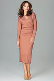 Elegant 7/8 Length Dress with Overlapping Heart Neckline