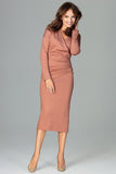 Elegant 7/8 Length Dress with Overlapping Heart Neckline