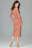 Elegant 7/8 Length Dress with Overlapping Heart Neckline