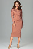 Elegant 7/8 Length Dress with Overlapping Heart Neckline