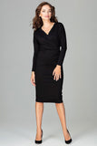 Elegant 7/8 Length Dress with Long Sleeves and Heart Neckline