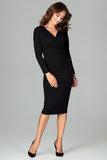 Elegant 7/8 Length Dress with Long Sleeves and Heart Neckline