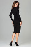 Elegant 7/8 Length Dress with Long Sleeves and Heart Neckline