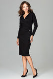 Elegant 7/8 Length Dress with Long Sleeves and Heart Neckline