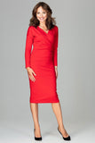 Elegant 7/8 Length Dress with Long Sleeves and Heart Neckline