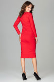 Elegant 7/8 Length Dress with Long Sleeves and Heart Neckline
