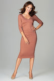 Chic Cut-Off Dress with Double Neckline & Back Zip