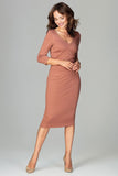 Chic Cut-Off Dress with Double Neckline & Back Zip