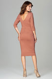 Chic Cut-Off Dress with Double Neckline & Back Zip
