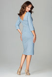 Elegant Cut-Off Dress with Double Neckline and Back Zip