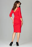 Elegant Cut-Off Dress with Double Neckline and Back Zip