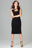Elegant 7/8 Length Dress with Decorative Sleeveless Neckline