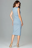 Elegant 7/8 Length Sleeveless Dress with Decorative Neckline